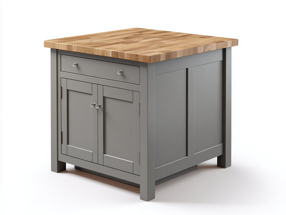 Credenza - Legno-Metallo - 95 x 55 x 90 cm - Grigio-Legno naturale - Stile Shaker contemporaneo