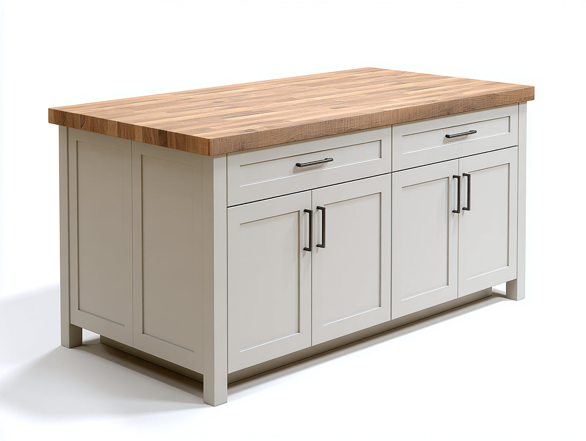 Credenza - Legno-Metallo - 160 x 60 x 90 cm - Beige chiaro-Legno naturale - Stile Shaker contemporaneo
