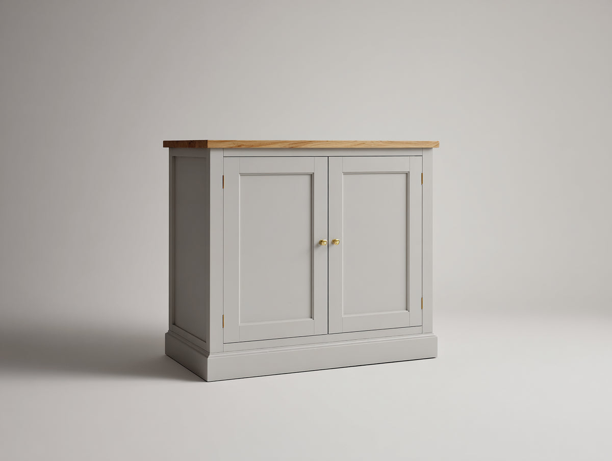 Credenza - Legno-Metallo - 105 x 45 x 85 cm - Grigio chiaro-Legno naturale - Stile Shaker classico