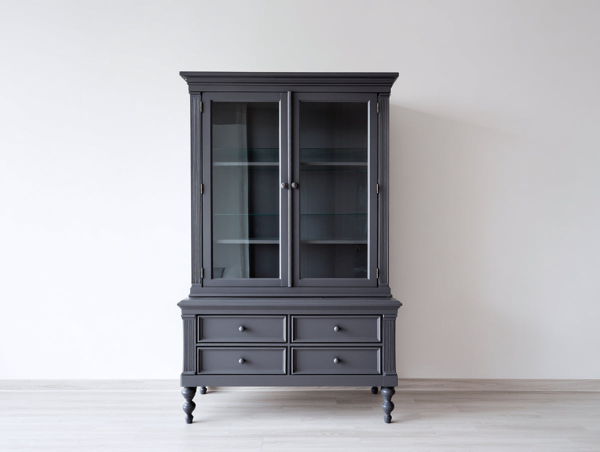 Librerie - Legno-Vetro-Metallo - 115 x 45 x 190 cm - Grigio antracite - Stile classico