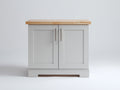 Credenza - Legno-Metallo - 90 x 40 x 88 cm - Grigio chiaro-Legno naturale - Stile Shaker moderno