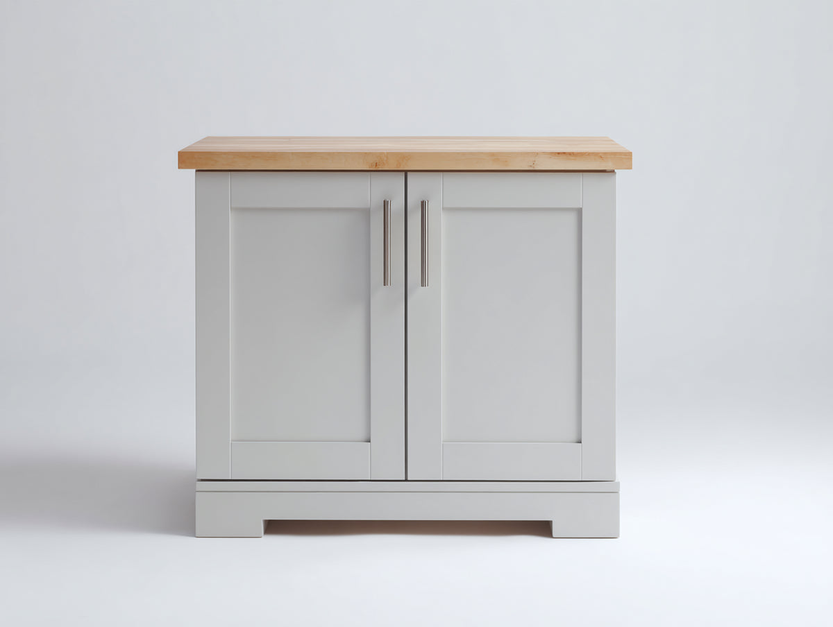 Credenza - Legno-Metallo - 90 x 40 x 88 cm - Grigio chiaro-Legno naturale - Stile Shaker moderno