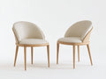 Sedia da pranzo - Similpelle-Legno - 56 x 59 x 80 cm - Crema-Naturale - Stile scandinavo