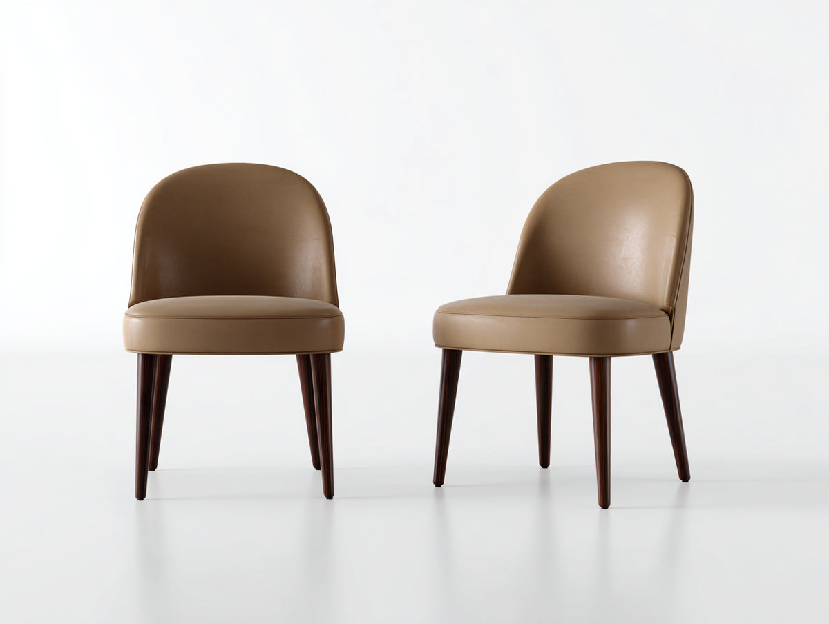 Sedia da pranzo - Similpelle-Legno - 54 x 58 x 82 cm - Marrone-Castagno - Stile contemporaneo