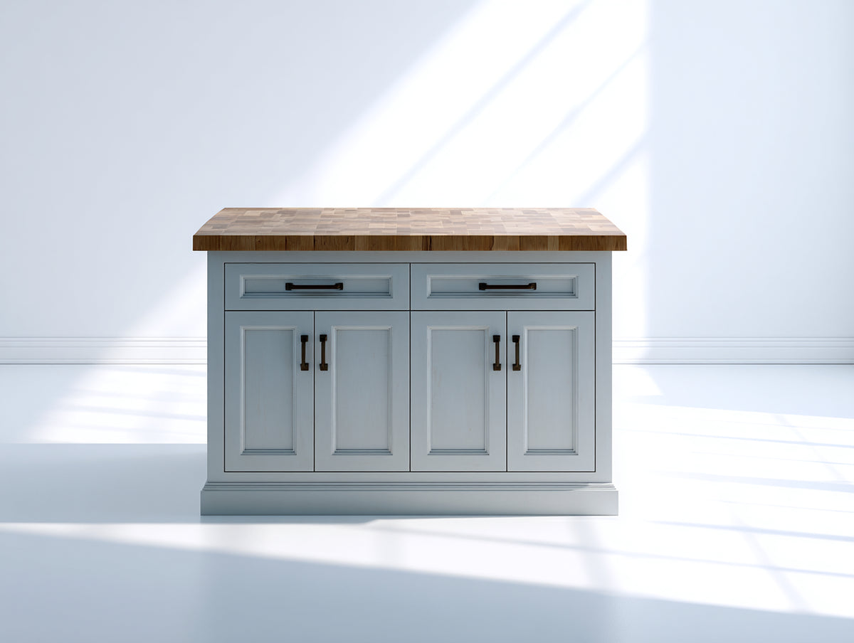 Credenza - Legno-Metallo - 120 x 45 x 90 cm - Grigio azzurro-Legno naturale - Stile rustico moderno