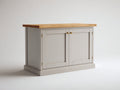 Credenza - Legno-Metallo - 120 x 45 x 85 cm - Grigio chiaro-Legno naturale - Stile Shaker contemporaneo