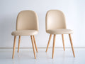Sedia da pranzo - Rivestimento sintetico-Legno - 52 x 56 x 83 cm - Beige-Naturale - Stile moderno