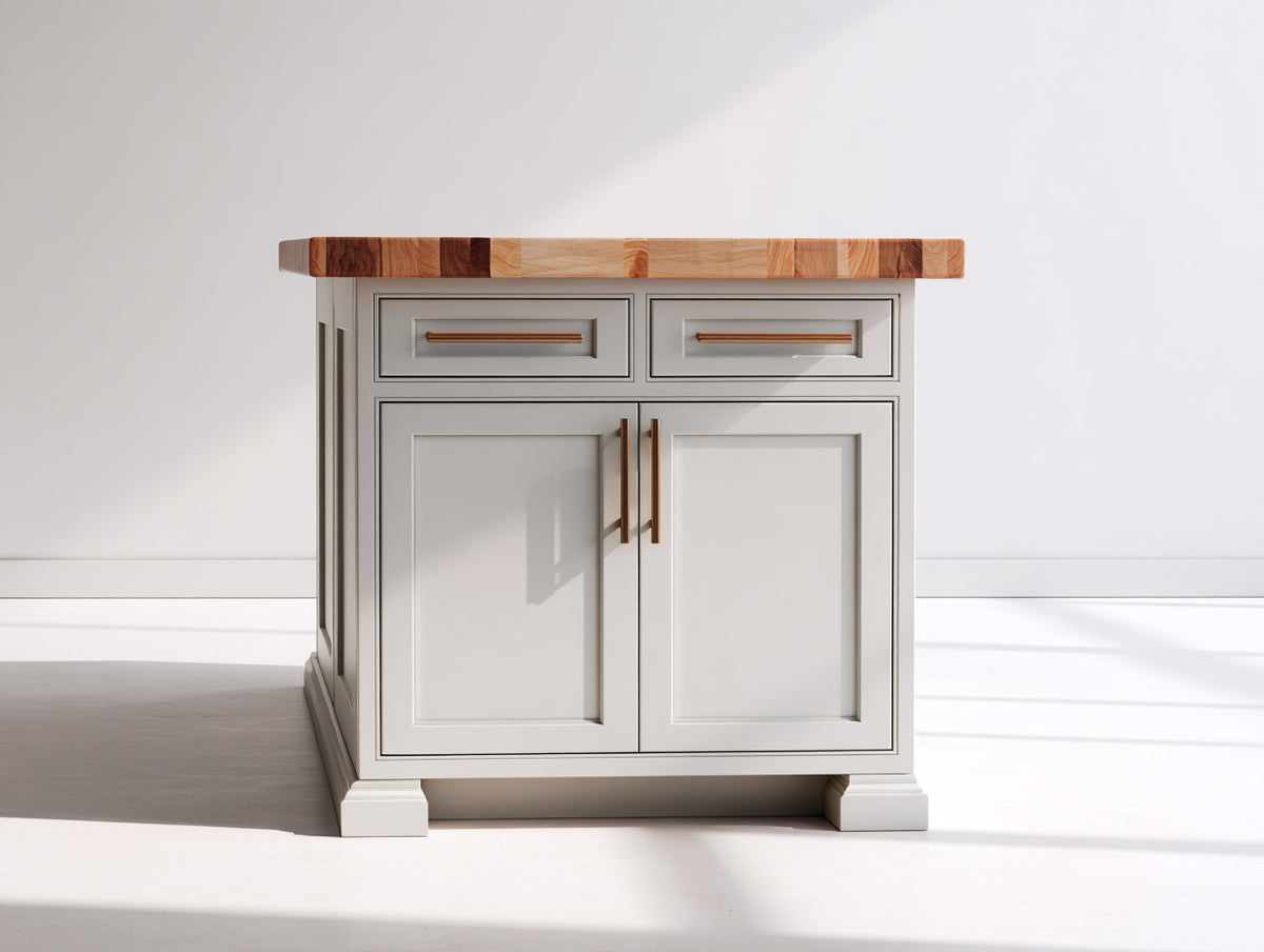 Credenza - Legno - 90 x 45 x 90 cm - Grigio chiaro-Legno naturale - Stile classico