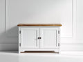 Credenza - Legno-Metallo - 100 x 40 x 80 cm - Bianco-Legno naturale - Stile country