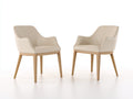Sedia da pranzo - Similpelle-Legno - 59 x 61 x 82 cm - Crema-Naturale - Stile contemporaneo