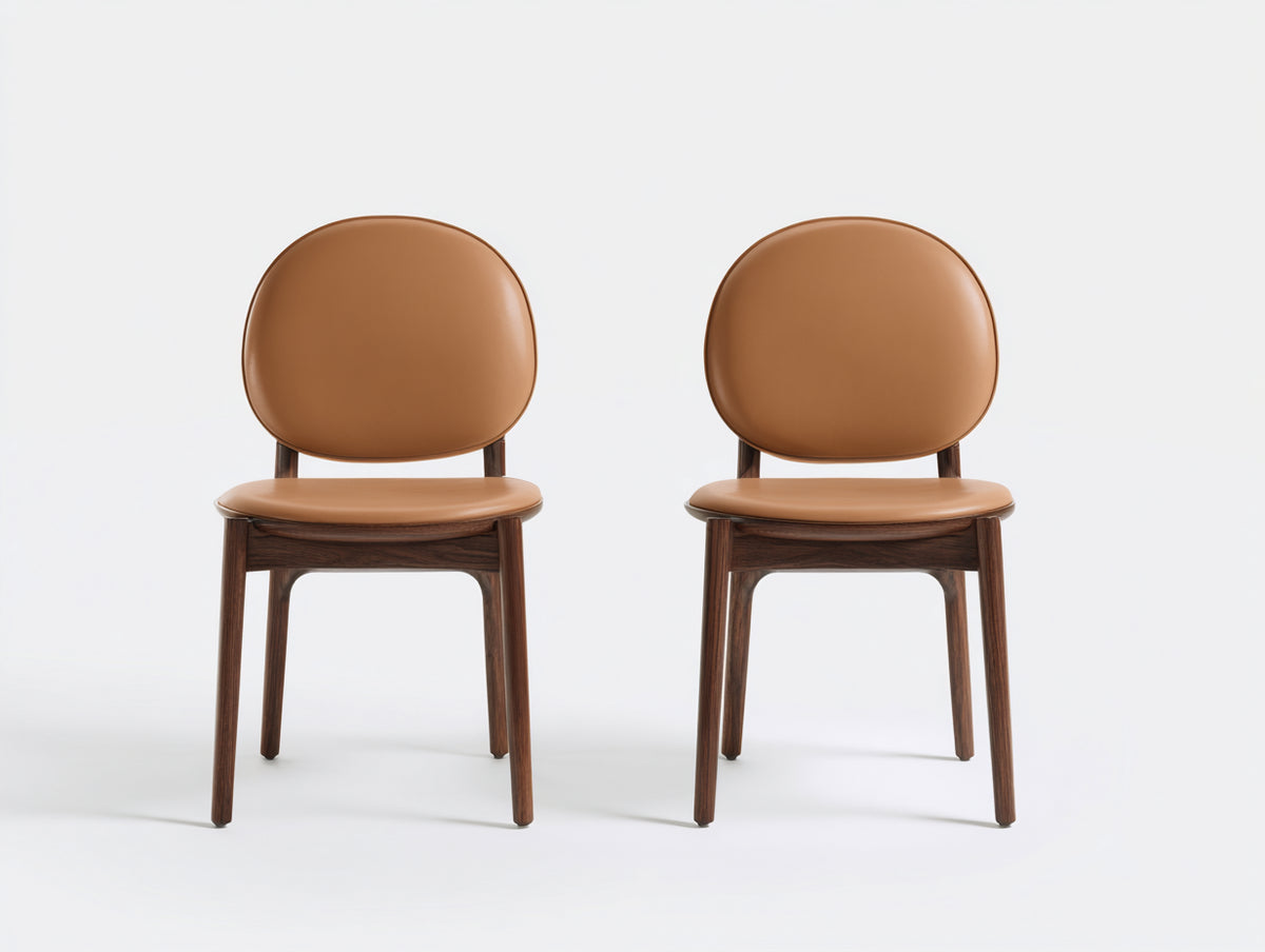 Sedia da pranzo - Similpelle-Legno - 50 x 55 x 83 cm - Marrone-Noce - Stile moderno