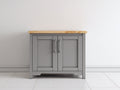 Credenza - Legno-Metallo - 95 x 42 x 85 cm - Grigio-Legno naturale - Stile Shaker contemporaneo
