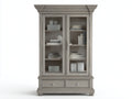 Librerie - Legno-Vetro-Metallo - 115 x 45 x 190 cm - Grigio tortora - Stile classico rustico