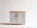 Credenza - Legno-Metallo - 90 x 40 x 85 cm - Grigio-Legno naturale - Stile Shaker moderno