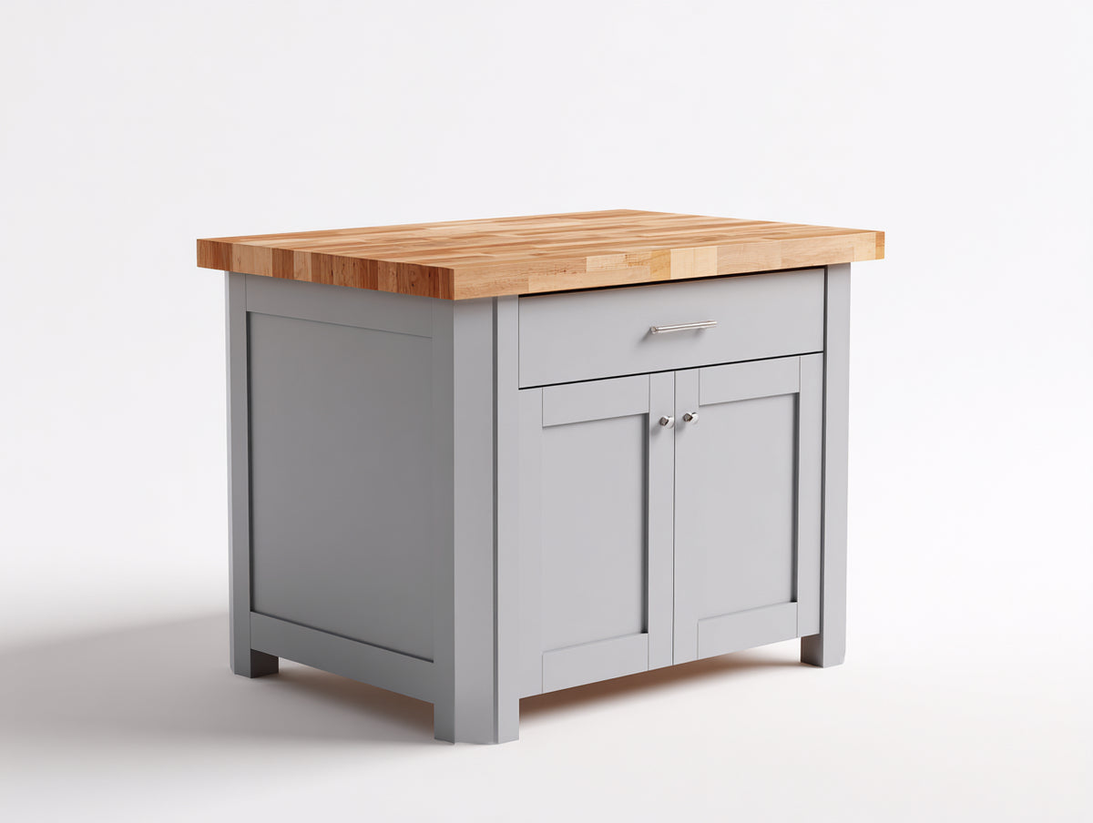 Credenza - Legno-Metallo - 105 x 55 x 90 cm - Grigio-Legno naturale - Stile Shaker contemporaneo