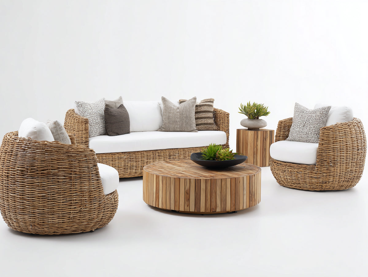 Divani da esterno - rattan-tessuto - lunghezza 208cm x larghezza 86cm x altezza 79cm - naturale-bianco - design moderno