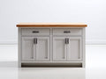 Credenza - Legno-Metallo - 140 x 45 x 90 cm - Grigio chiaro-Legno naturale - Stile moderno