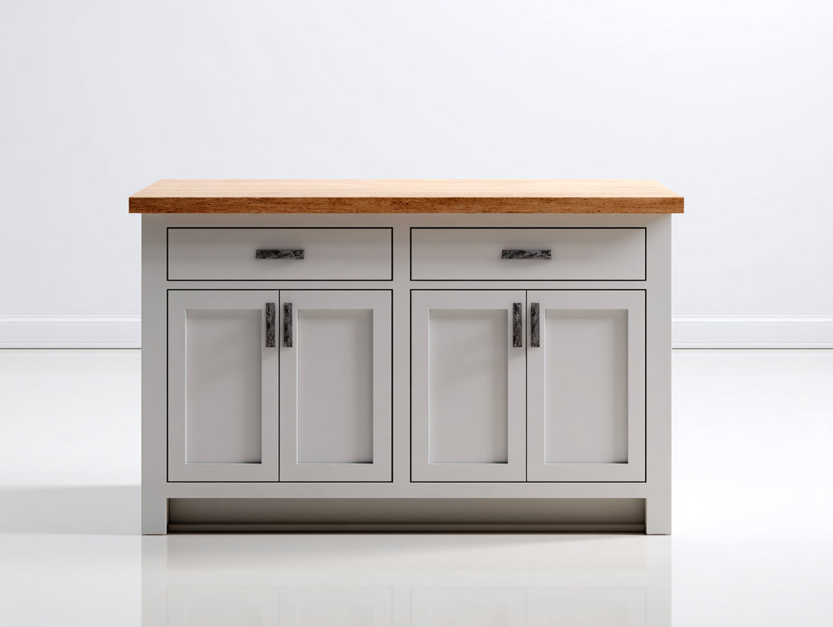 Credenza - Legno-Metallo - 140 x 45 x 90 cm - Grigio chiaro-Legno naturale - Stile moderno