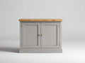 Credenza - Legno-Metallo - 100 x 42 x 85 cm - Grigio chiaro-Legno naturale - Stile Shaker tradizionale