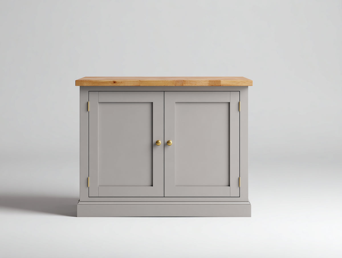 Credenza - Legno-Metallo - 100 x 42 x 85 cm - Grigio chiaro-Legno naturale - Stile Shaker tradizionale