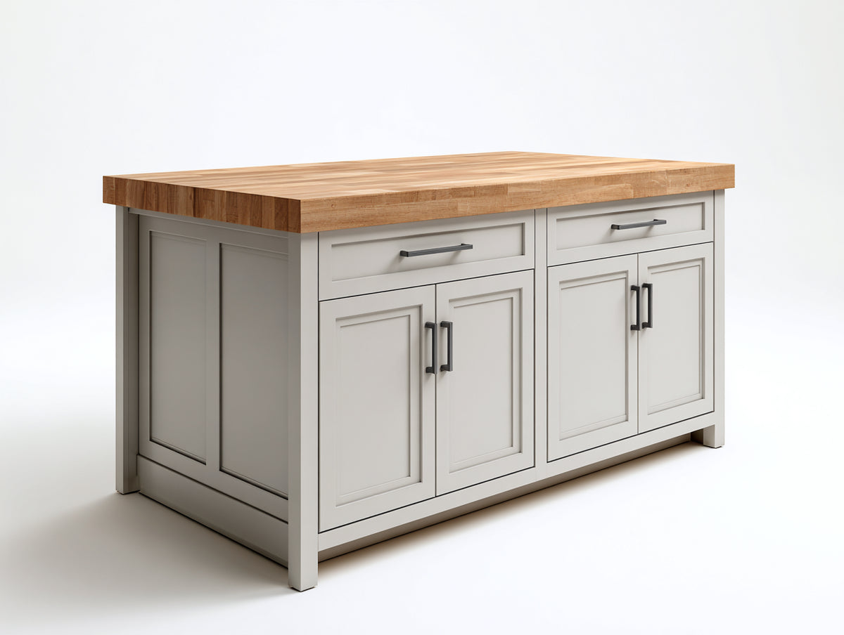 Credenza - Legno-Metallo - 150 x 55 x 90 cm - Beige chiaro-Legno naturale - Stile Shaker contemporaneo