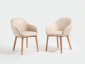 Sedia da pranzo - Similpelle-Legno - 58 x 60 x 81 cm - Crema-Naturale - Stile scandinavo
