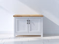 Credenza - Legno-Metallo - 95 x 40 x 85 cm - Bianco-Legno naturale - Stile rustico contemporaneo