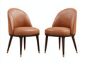 Sedia da pranzo - Similpelle-Legno-Metallo - 56 x 60 x 84 cm - Cognac-Marrone scuro - Stile contemporaneo