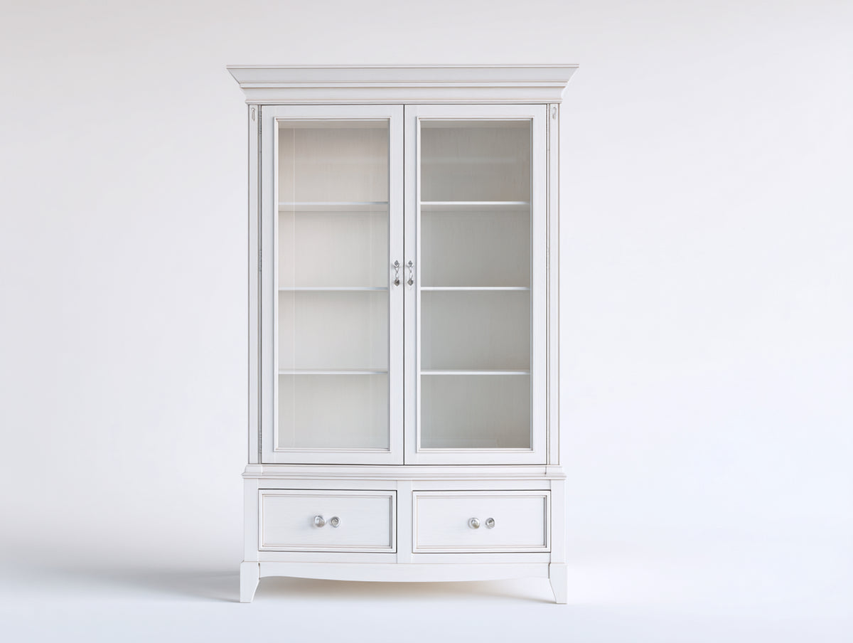 Librerie - Legno-Vetro-Metallo - 110 x 44 x 195 cm - Bianco - Stile classico