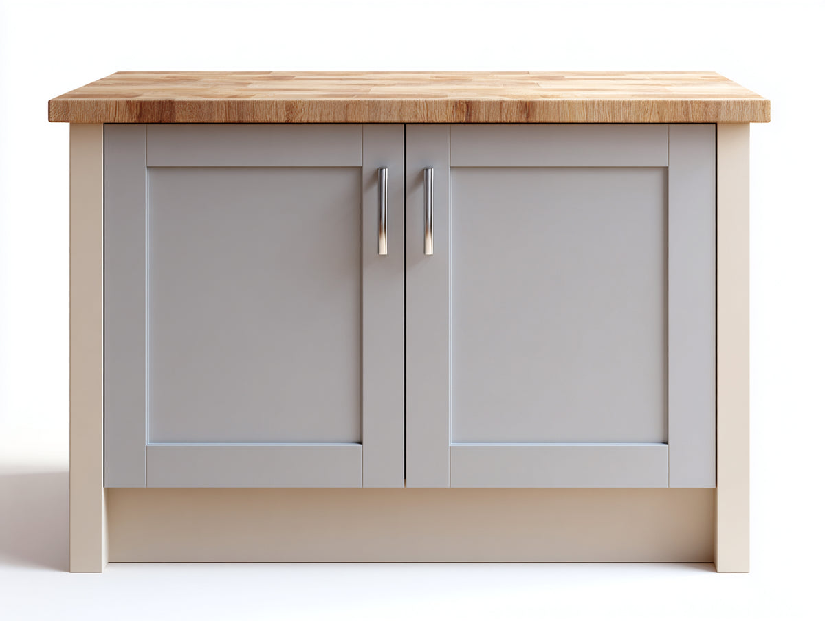 Credenza - Legno-Metallo - 100 x 40 x 85 cm - Grigio chiaro-Legno naturale - Stile Shaker moderno