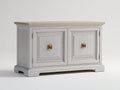 Credenza - Legno-Metallo - 120 x 45 x 80 cm - Grigio chiaro-Legno naturale - Stile classico contemporaneo