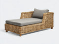 Lettino prendisole - Fibra intrecciata-Tessuto-Legno - 194x101x84 cm - Naturale-Grigio tortora-Marrone - Stile organico