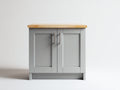 Credenza - Legno-Metallo - 85 x 40 x 85 cm - Grigio chiaro-Legno naturale - Stile Shaker moderno