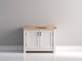 Credenza - Legno-Metallo - 90 x 40 x 85 cm - Bianco-Legno naturale - Stile country