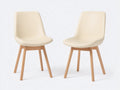 Sedia da pranzo - Similpelle-Legno - 50 x 56 x 84 cm - Crema-Naturale - Stile scandinavo